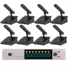 MiCWL D3700 8 Channel Conference Digital Wireless Microphone System 8 Desktop Gooseneck Adjustable Frequency